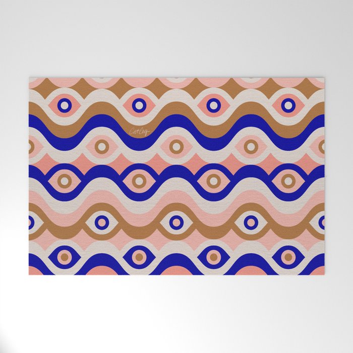 Psychedelic Eye Melt - Blue & Pink Welcome Mat Gallery Image 1
