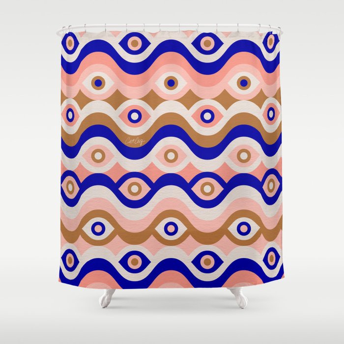 Psychedelic Eye Melt - Blue & Pink Shower Curtain Gallery Image 1