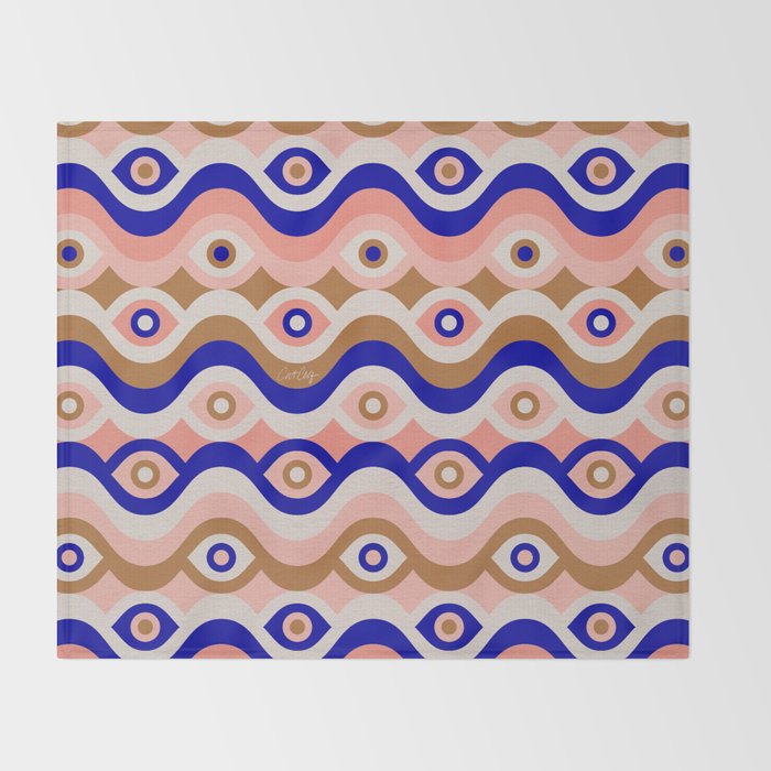 Psychedelic Eye Melt - Blue & Pink Throw Blanket Gallery Image 2