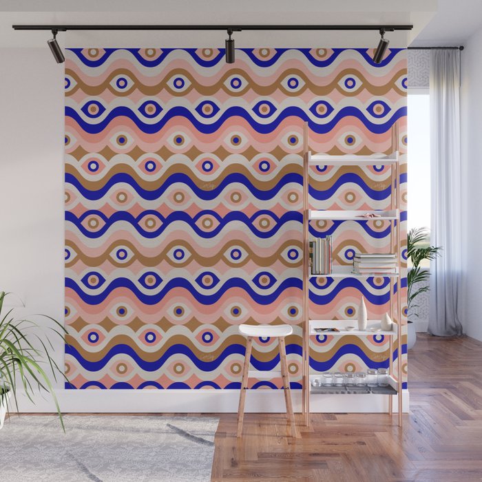 Psychedelic Eye Melt - Blue & Pink Wall Mural Gallery Image 1