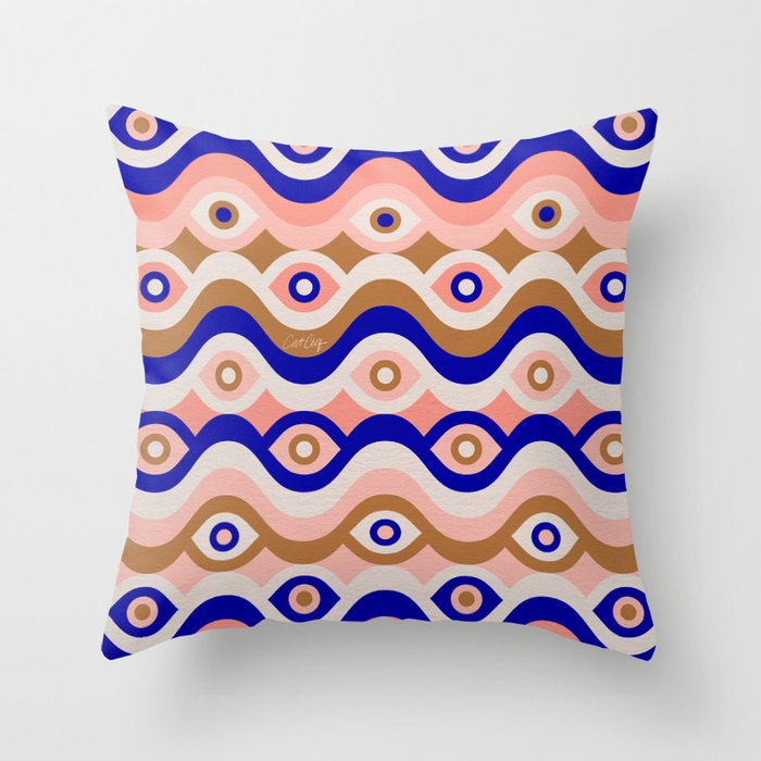Psychedelic Eye Melt - Blue & Pink Throw Pillow Gallery Image 1