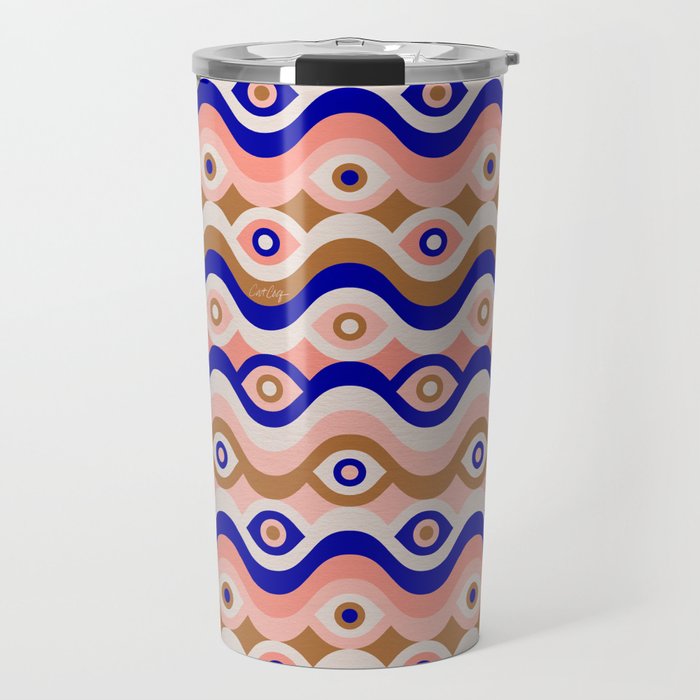 Psychedelic Eye Melt - Blue & Pink Travel Mug Gallery Image 1