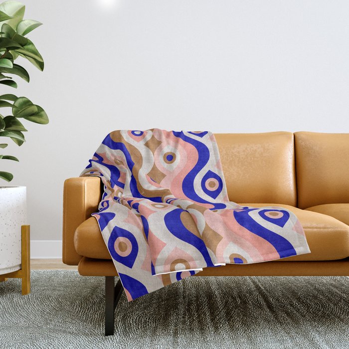Psychedelic Eye Melt - Blue & Pink Throw Blanket Gallery Image 1
