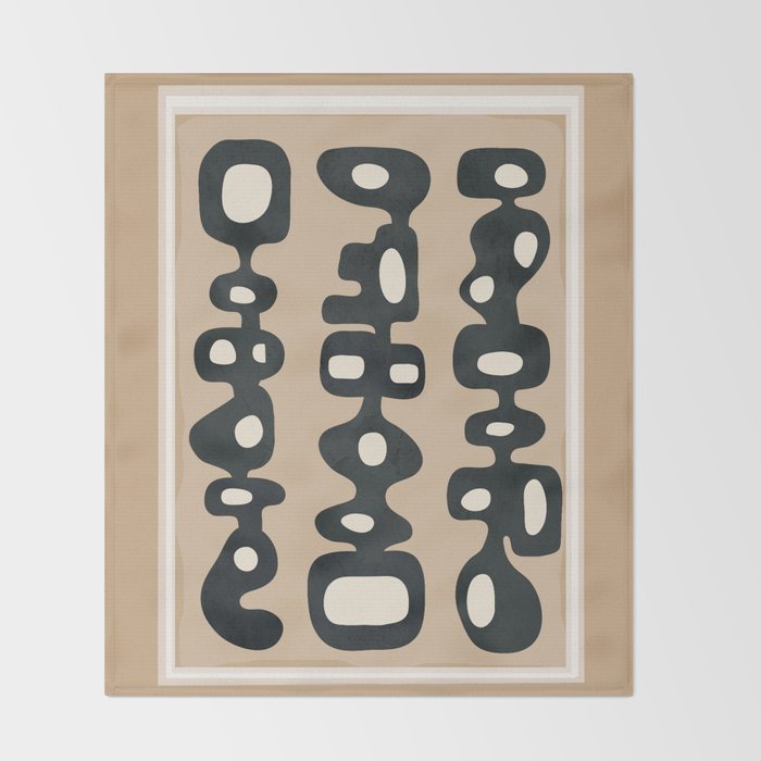 Mid-Century Abstract Balance 01 Throw Blanket Gallery Image 2