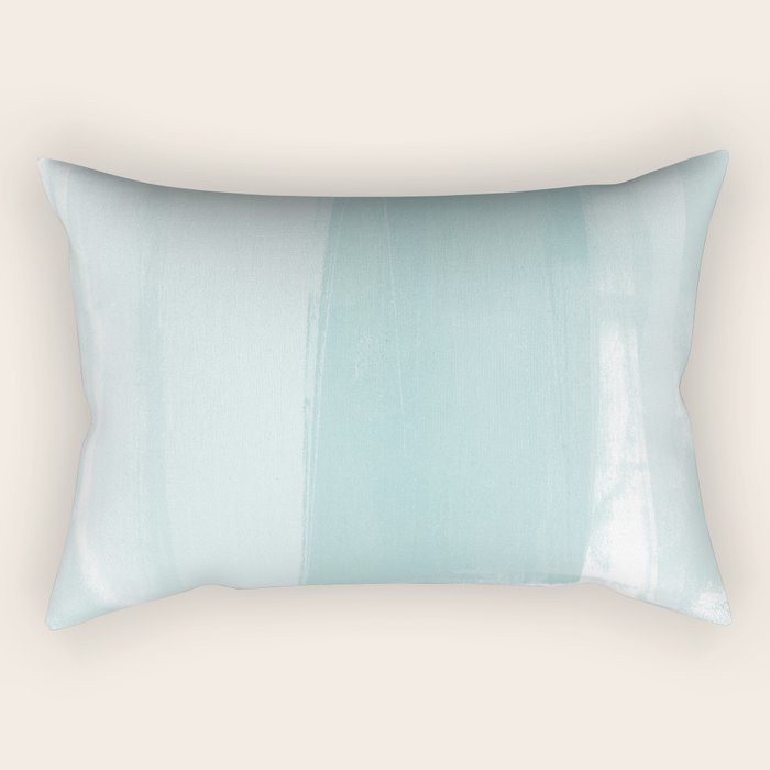 Pale Turquoise Abstract Coastal Colors Painting Rectangular Pillow Gallery Image 2