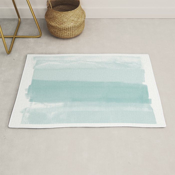Pale Turquoise Abstract Coastal Colors Painting Rug Gallery Image 1