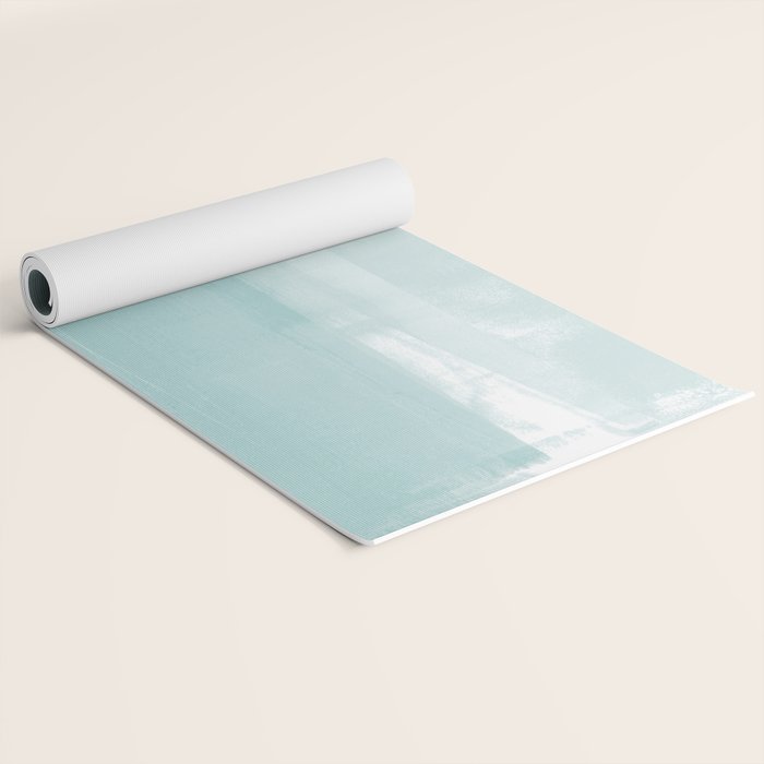 Pale Turquoise Abstract Coastal Colors Painting Yoga Mat Gallery Image 2