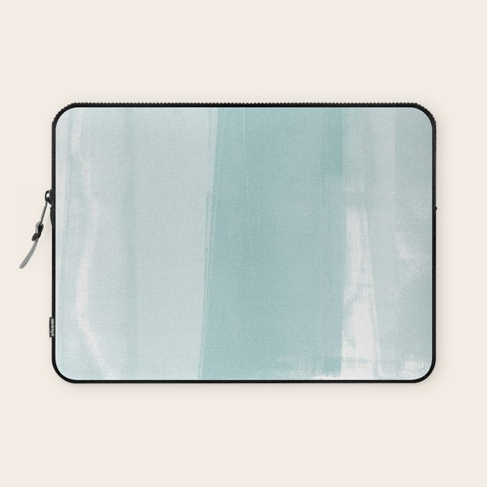 Pale Turquoise Abstract Coastal Colors Painting Laptop Sleeve Gallery Image 1
