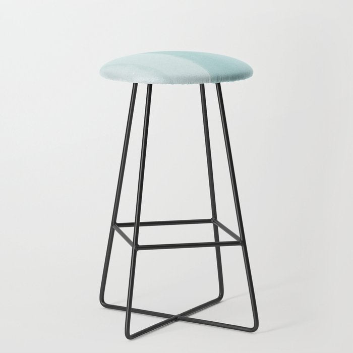Pale Turquoise Abstract Coastal Colors Painting Stool Gallery Image 1