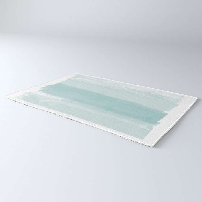 Pale Turquoise Abstract Coastal Colors Painting Rug Gallery Image 3
