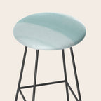 Pale Turquoise Abstract Coastal Colors Painting Stool Gallery Image 2