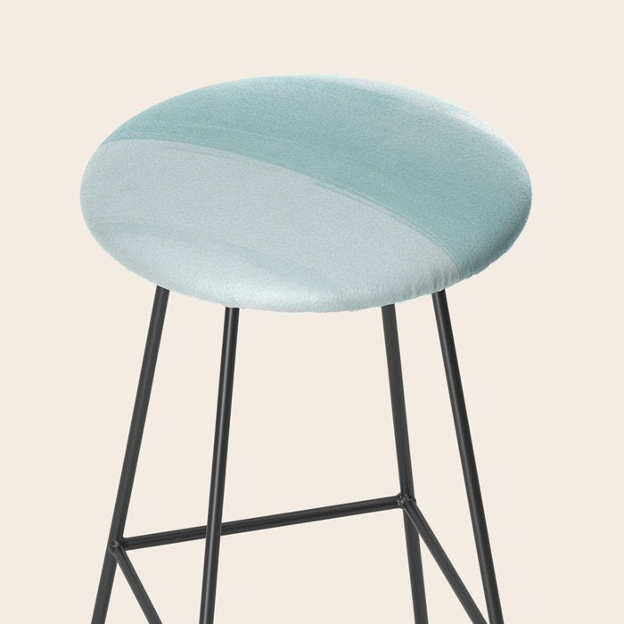 Pale Turquoise Abstract Coastal Colors Painting Stool Gallery Image 2