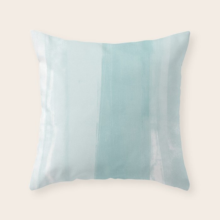 Pale Turquoise Abstract Coastal Colors Painting Throw Pillow Gallery Image 6