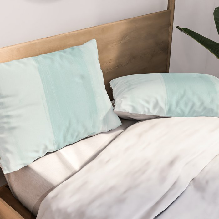 Pale Turquoise Abstract Coastal Colors Painting Pillow Sham Gallery Image 2