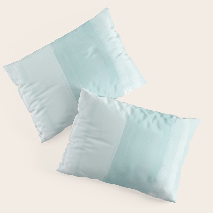 Pale Turquoise Abstract Coastal Colors Painting Pillow Sham Gallery Image 3