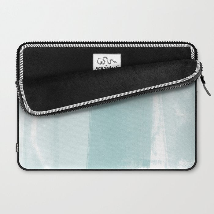 Pale Turquoise Abstract Coastal Colors Painting Laptop Sleeve Gallery Image 2