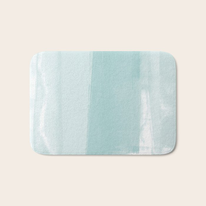 Pale Turquoise Abstract Coastal Colors Painting Bath Mat Gallery Image 1