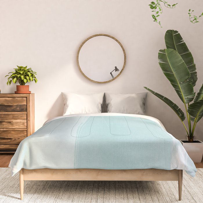 Pale Turquoise Abstract Coastal Colors Painting Comforter Gallery Image 3