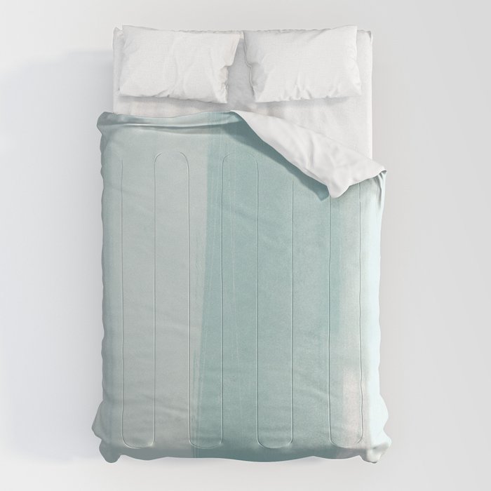 Pale Turquoise Abstract Coastal Colors Painting Comforter Gallery Image 1