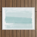 Pale Turquoise Abstract Coastal Colors Painting Outdoor Rug Gallery Image 1