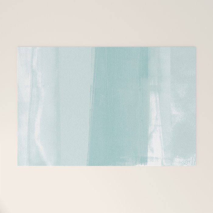 Pale Turquoise Abstract Coastal Colors Painting Welcome Mat Gallery Image 1