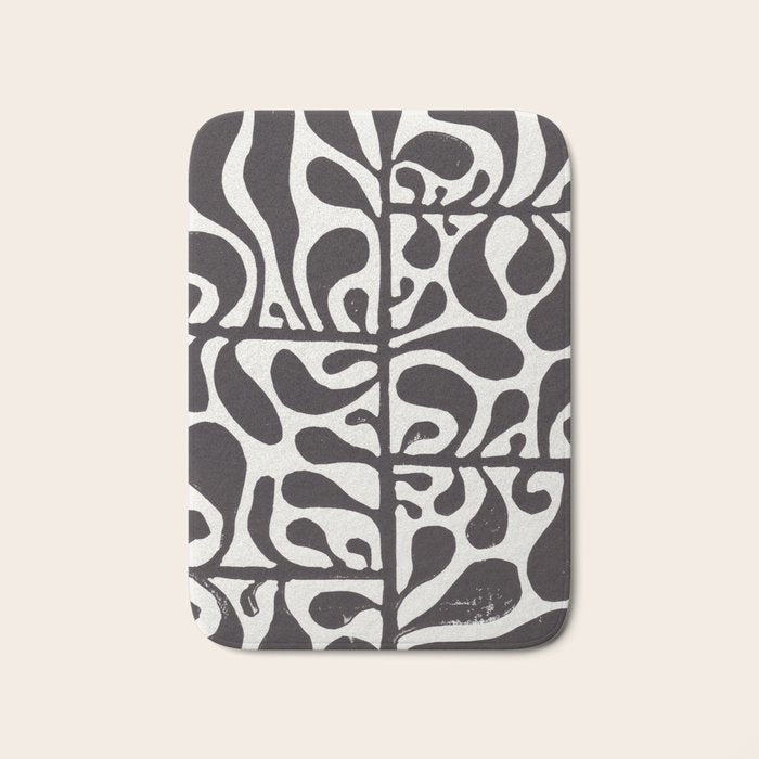 Linocut Plant #1 / Black & White Bath Mat Gallery Image 1