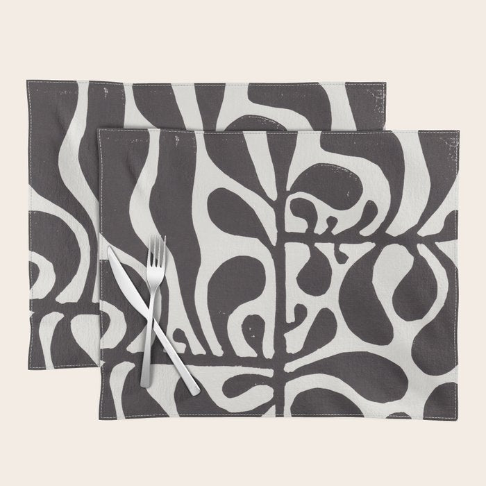 Linocut Plant #1 / Black & White Placemat Gallery Image 1