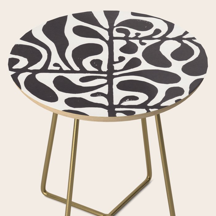 Linocut Plant #1 / Black & White Side Table Gallery Image 2
