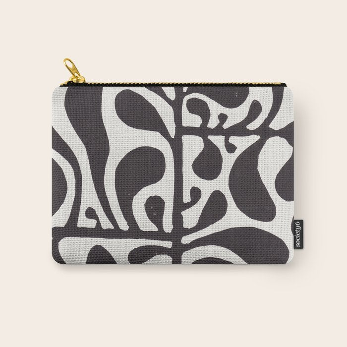Linocut Plant #1 / Black & White Carry All Pouch Gallery Image 1