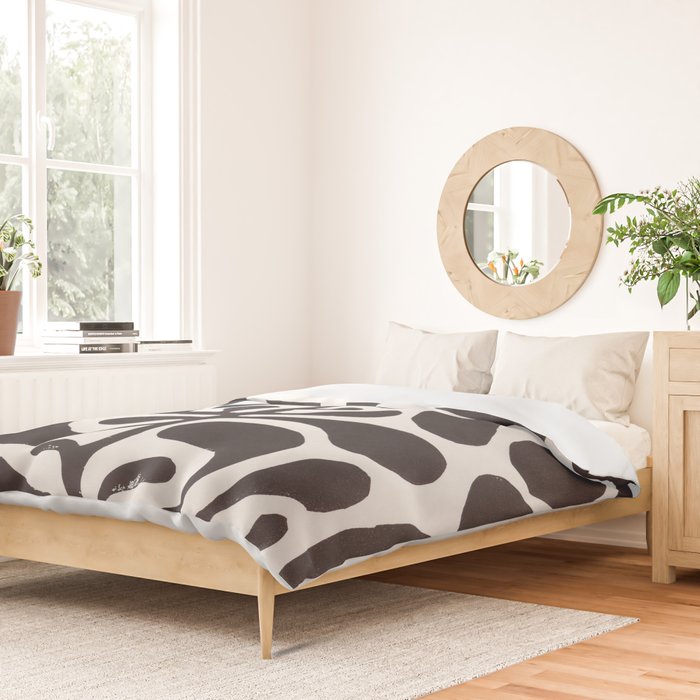 Linocut Plant #1 / Black & White Duvet Cover Gallery Image 2