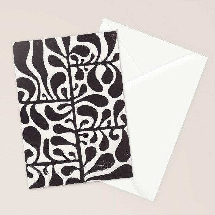 Linocut Plant #1 / Black & White Stationery Card Gallery Image 2
