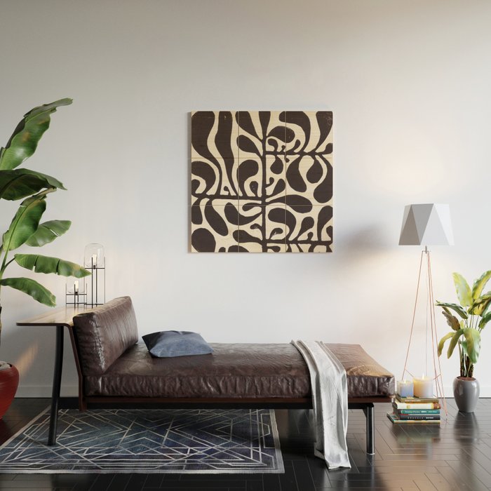 Linocut Plant #1 / Black & White Wood Wall Art Gallery Image 2