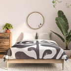 Linocut Plant #1 / Black & White Comforter Gallery Image 3