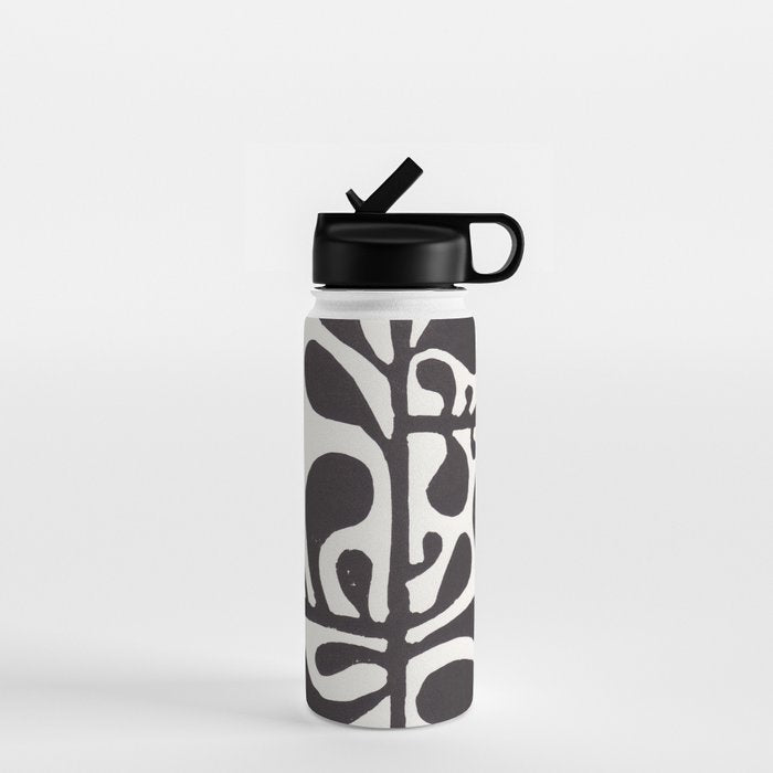 Linocut Plant #1 / Black & White Water Bottle Gallery Image 1