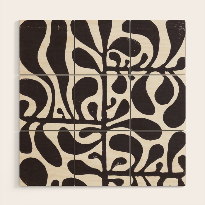 Linocut Plant #1 / Black & White Wood Wall Art Gallery Image 1