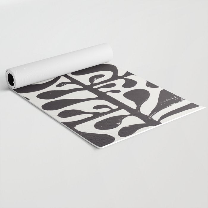 Linocut Plant #1 / Black & White Yoga Mat Gallery Image 2