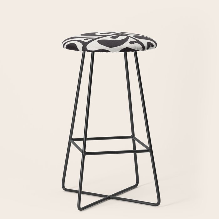 Linocut Plant #1 / Black & White Stool Gallery Image 1