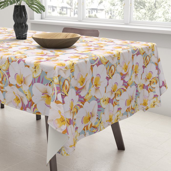 Lemons among the exotic flowers 4 Tablecloth Gallery Image 3