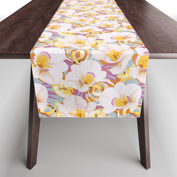 Lemons among the exotic flowers 4 Table Runner Gallery Image 1