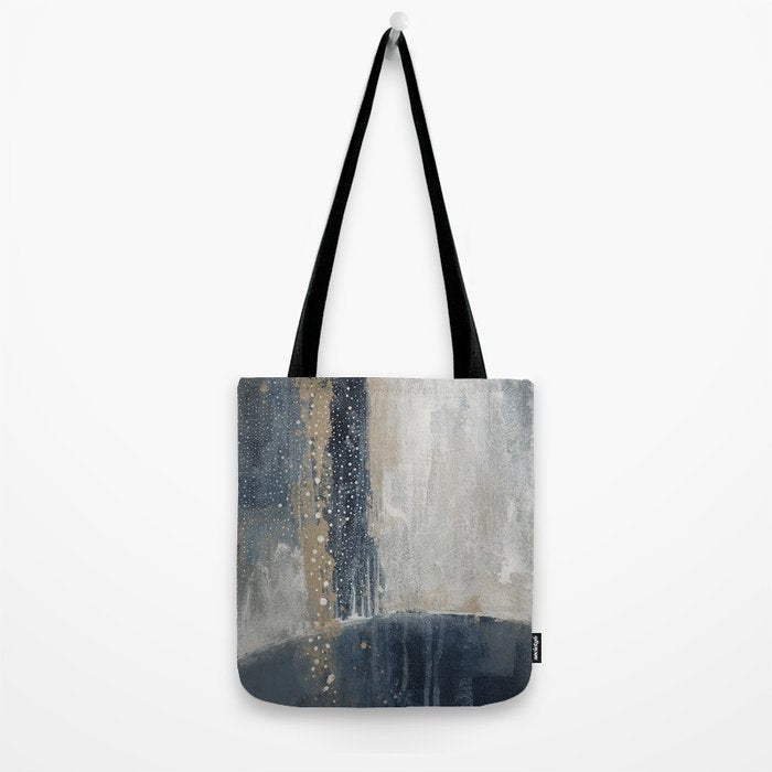 Blue and Beige Abstract Painting  Textured Modern Art Tote Bag Gallery Image 2