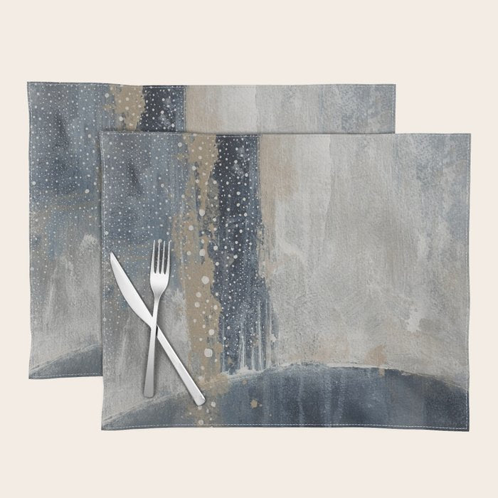 Blue and Beige Abstract Painting  Textured Modern Art Placemat Gallery Image 1