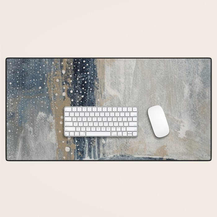 Blue and Beige Abstract Painting  Textured Modern Art Desk Mat Gallery Image 1