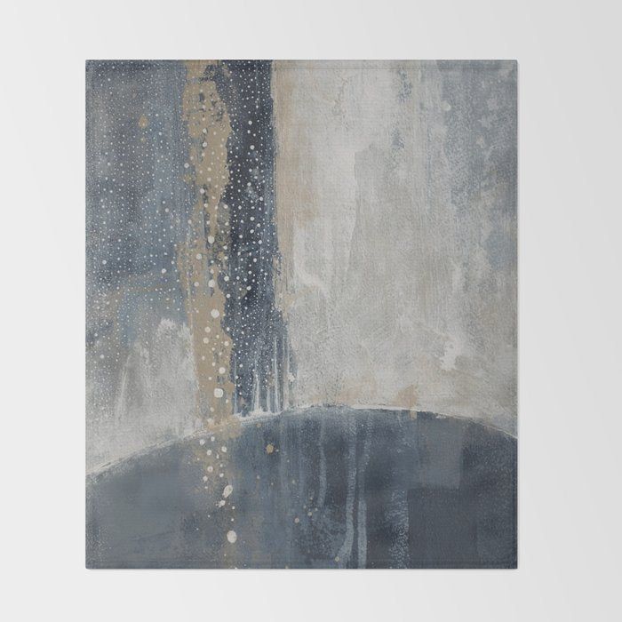 Blue and Beige Abstract Painting  Textured Modern Art Throw Blanket Gallery Image 2