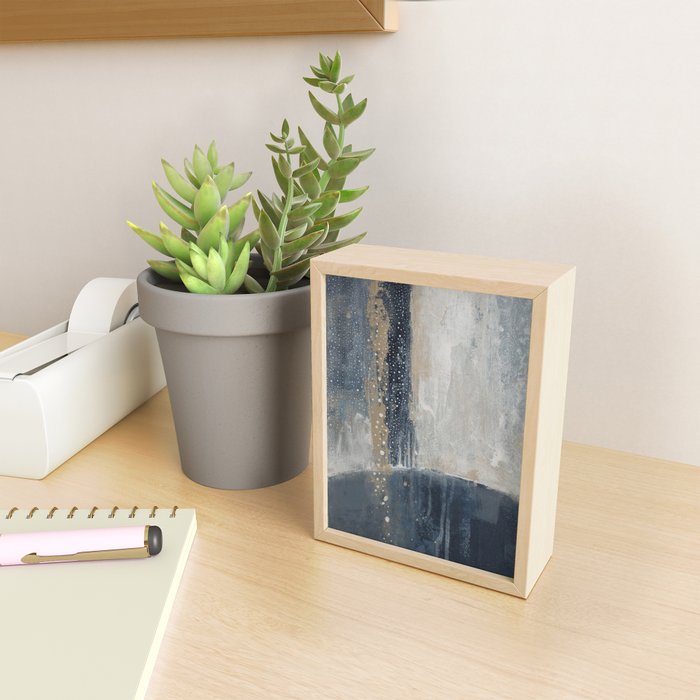 Blue and Beige Abstract Painting  Textured Modern Art Mini Art Print Gallery Image 2