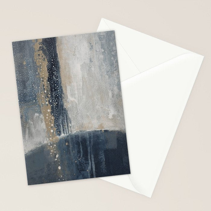 Blue and Beige Abstract Painting  Textured Modern Art Stationery Card Gallery Image 2