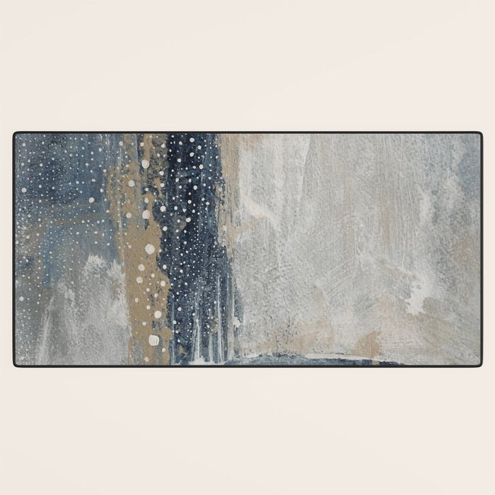 Blue and Beige Abstract Painting  Textured Modern Art Desk Mat Gallery Image 3