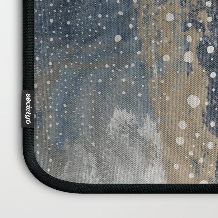 Blue and Beige Abstract Painting  Textured Modern Art Laptop Sleeve Gallery Image 3