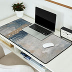 Blue and Beige Abstract Painting  Textured Modern Art Desk Mat Gallery Image 2