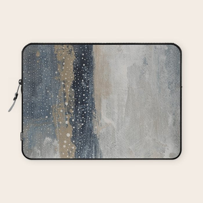 Blue and Beige Abstract Painting  Textured Modern Art Laptop Sleeve