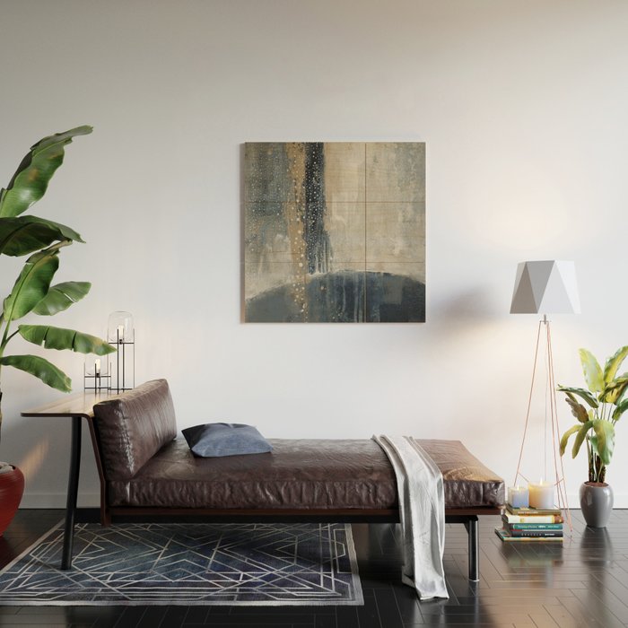 Blue and Beige Abstract Painting  Textured Modern Art Wood Wall Art Gallery Image 2